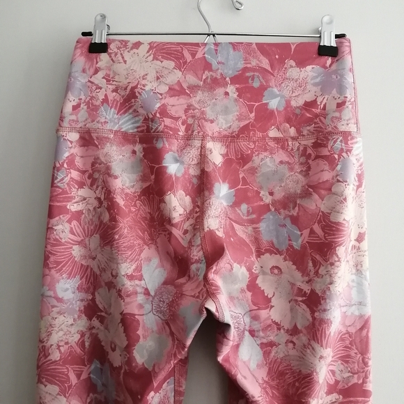 Anthropologie Daily Practice Allie Leggings Pink Floral 7/8 Ankle Tie Medium - Picture 10 of 16